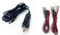 Two types of cables: black USB and red wire, shown against a white background (no text or symbols visible)