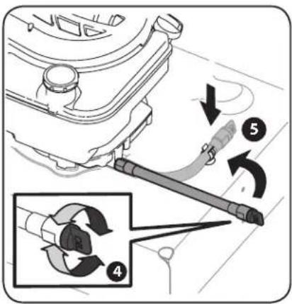 Diagram illustrating a mechanical device with labeled parts and directional arrows indicating motion or assembly steps.
