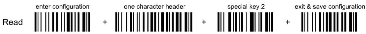 Enter configuration one character header special key 2 exit & save configuration Read
