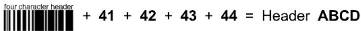 four character header + 41 + 42 + 43 + 44 = Header ABCD