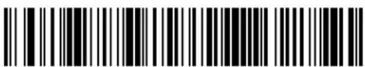 Black and white barcode image with vertical lines and a central 'R' character