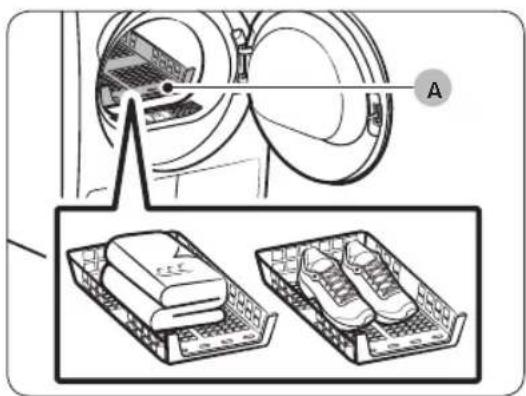 Diagram showing a device with labeled components and two views of a shoe rack, likely illustrating a mechanical or electrical assembly.