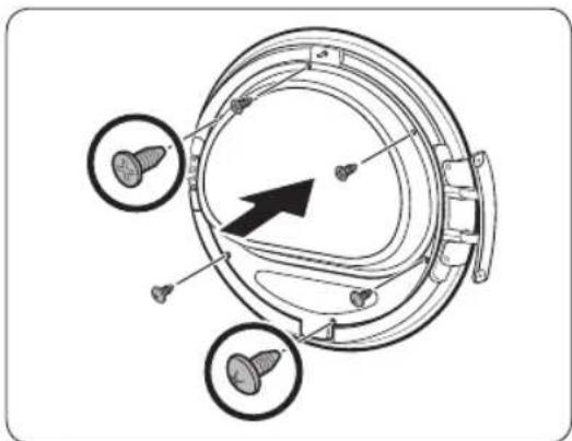 Technical diagram of a mechanical component with three circular features and a central arrow indicating direction (no text or symbols).