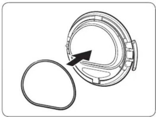 Diagram of a mechanical component with an arrow indicating rotation or assembly (no text or symbols present)