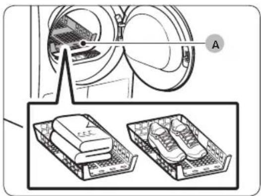 Diagram showing a device with labeled components and two separate views of a shoe rack (no text or symbols present).