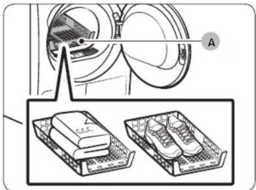Diagram showing a washing machine with two labeled parts (A and B) and a close-up of the same devices, no text or symbols present.