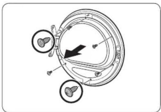 Diagram of a mechanical or electrical component with three circular features and an arrow indicating direction (no text or symbols)