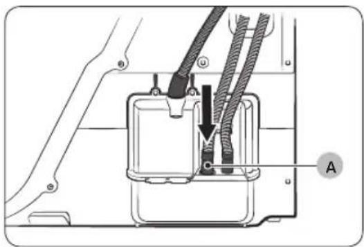 Technical diagram of a mechanical assembly with labeled component A.