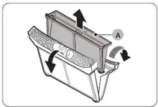 Technical diagram of a mechanical device with labeled component A and directional arrows indicating motion. No text or symbols beyond label.