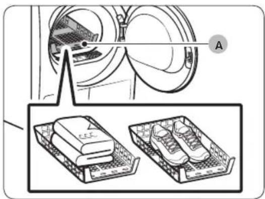 Diagram showing a device with labeled components and two separate views of a shoe rack, likely illustrating a mechanical or electrical assembly.