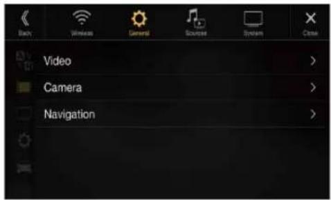 Back Wireless General Sources System Close Video Camera Navigation