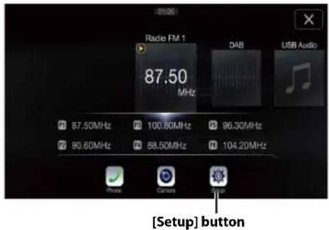 Radio FM 1 87.50 MHz DAB USB Audio [Setup] button