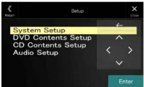 System Setup DVD Contents Setup CD Contents Setup Audio Setup Enter