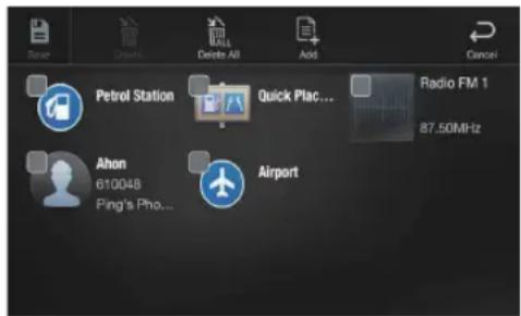 Server Options Delete All Add Cancel Petrol Station Quick Plac... Radio FM 1 87.50MHz Ahon 610048 Ping's Pho... Airport