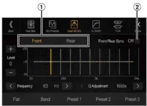 Back Flat/Rail EQ Presets Dual HD EQ X-OVER TGB Front Rear Front/Rear Sync Off Level 0 - 10 20 30 40 50 60 70 80 90 100 110 120 130 140 150 160 170 180 190 200 210 220 230 240 250 260 270 280 290 300 310 320 330 340 350 360 370 380 390 400 410 420 430 440 450 460 470 480 490 500 510 520 530 540 550 560 570 580 590 600 610 620 630 640 650 660 670 680 690 700 710 720 730 740 750 760 770 780 790 800 810 820 830 840 850 860 870 880 890 900 910 920 930 940 950 960 970 980 990 1000