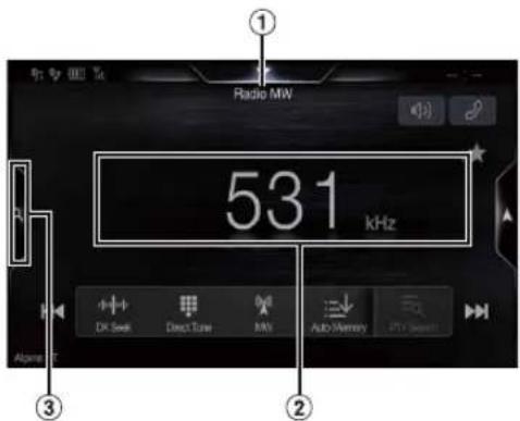 Radio MW 531 kHz OK Seek Direct Tone MV Auto Memory PTV Smart
