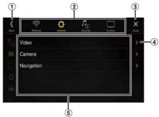 1 Back Wireless General Camera System Close 2 3 Video Camera Navigation 4 5