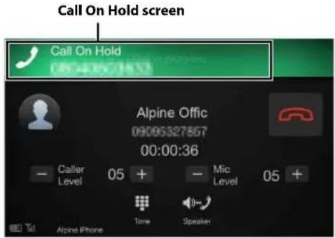 Call On Hold Call On Hold Alpine Offic 09005327867 00:00:36 - Caller Level 05 + - Mic Level 05 + Tone Speaker Alpine iPhone