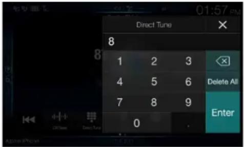 Direct Tune 8 1 2 3 4 5 6 Delete All 7 8 9 Enter 0