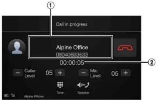 Call in progress Alpine Office 00:00:05 - Caller Level 05 + - Mic Level 05 + Tone Speaker Alpine iPhone