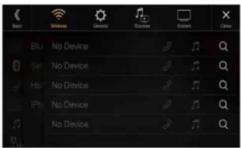 Back Wireless General Sources System Close Blu No Device Saf No Device Har No Device iPhi No Device No Device Q Q Q Q Q