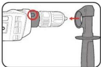 Ozito HDR-7113 - Attaching The Side Handle - 2