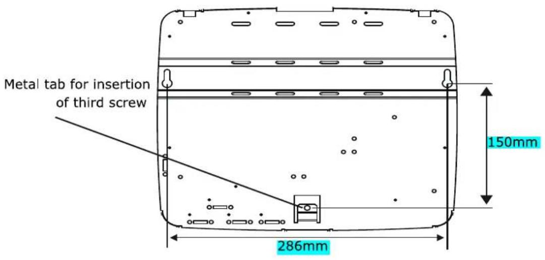Metal tab for insertion of third screw 150mm 286mm