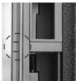 Close-up of a mechanical or architectural component with no visible text or symbols