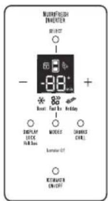 MUTREFRESH INVERTER OFF - -88° + Over Fuel Bar Holiday DISPLAY LOCK ON/OFF MODES ORANGE ON/OFF Lemonial Off RECOVATION ON/OFF