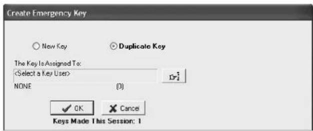Create Emergency Key New Key Duplicate Key The Key Is Assigned To: NONE (0) OK Cancel Keys Made This Session: 1