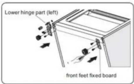 Lower hinge part (left) front feet fixed board