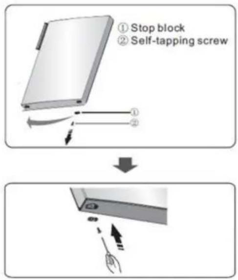 ① Stop block ② Self-tapping screw