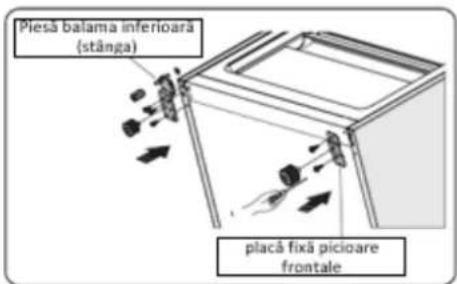 Piesă balama inferioara (stânga) placă fixă picioare frontale