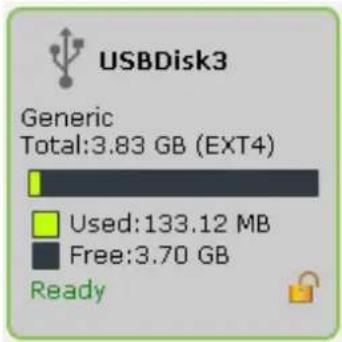 USBDisk3 Generic Total:3.83 GB (EXT4) Used:133.12 MB Free:3.70 GB Ready