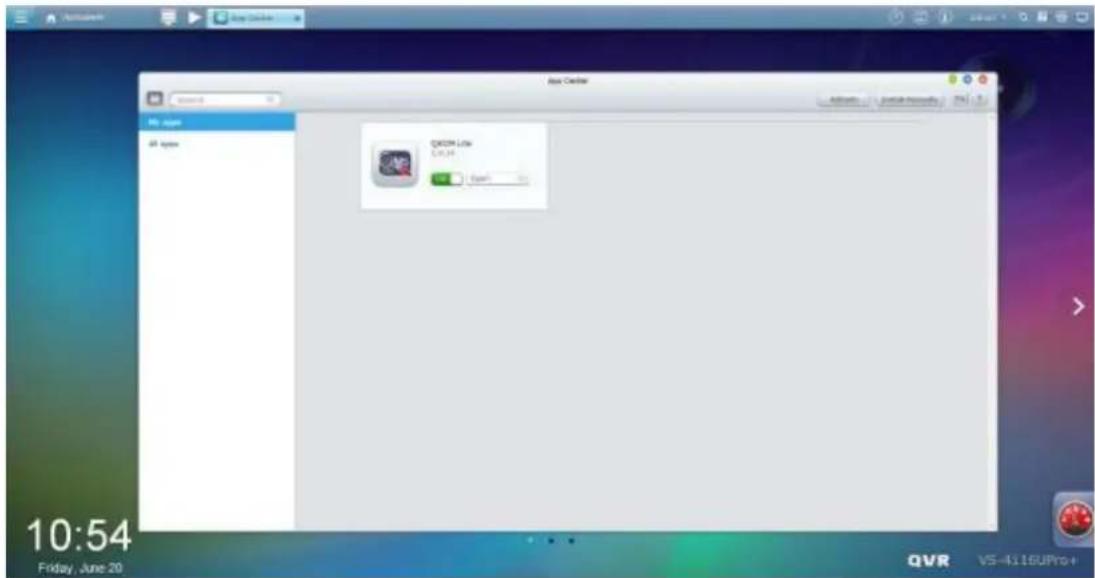 My Cache My space All space QCOM Lite 10:54 Friday, June 20 QVR VS-4.116UPro+