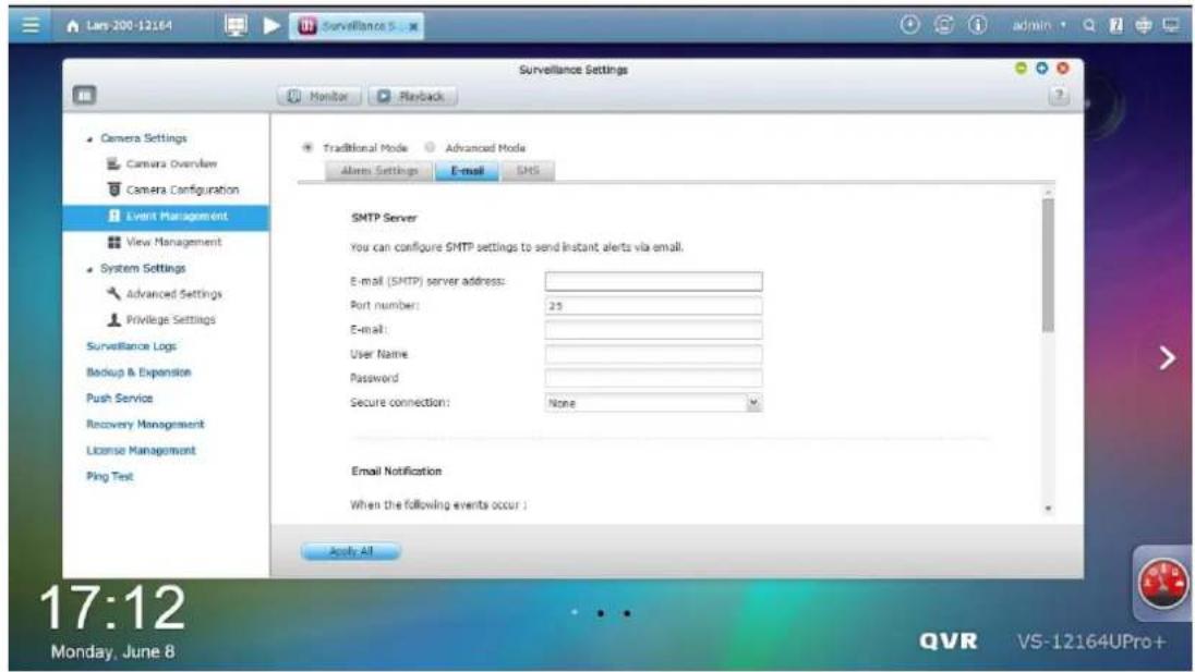 Lars-200-12:64 Surveillance Settings Monitor PlayBack Camera Settings Camera Overview Camera Configuration Event Management View Management System Settings Advanced Settings Privilege Settings Surveillance Logs Backup & Expansion Push Service Recovery Management License Management Ping Test Traditio…