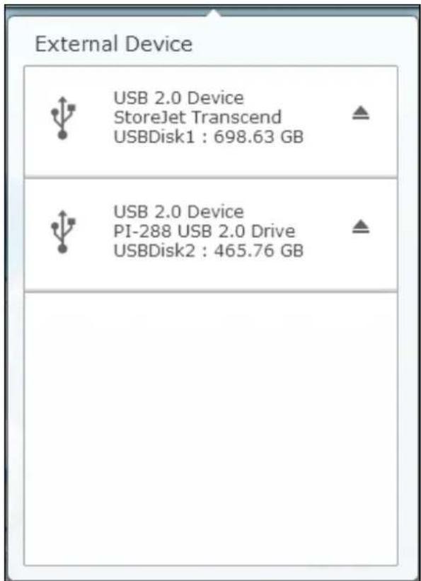 External Device USB 2.0 Device StoreJet Transcend USBDisk1 : 698.63 GB USB 2.0 Device PI-288 USB 2.0 Drive USBDisk2 : 465.76 GB
