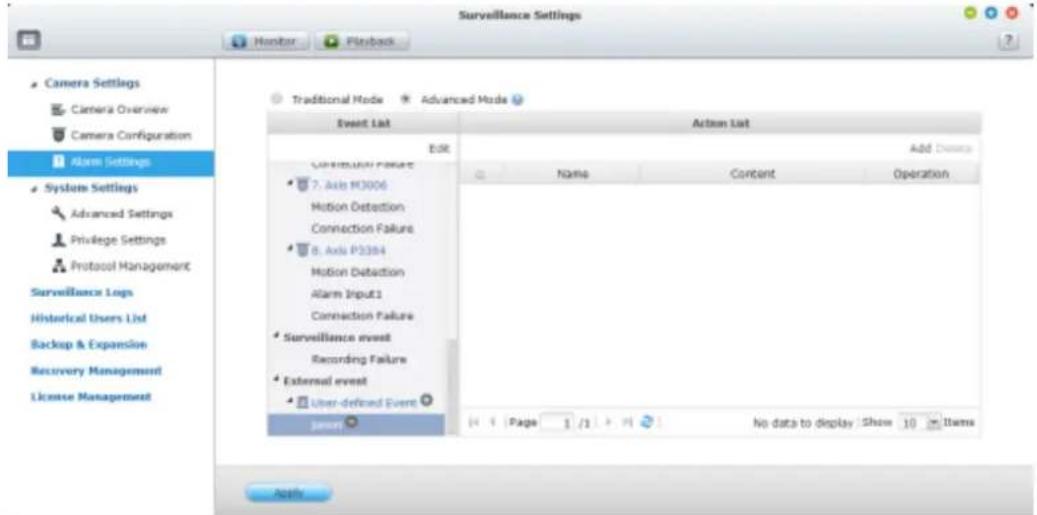 Surveillance Settings Monitor Playback Camera Settings Camera Overview Camera Configuration Alarm Settings System Settings Advanced Settings Privilege Settings Protocol Management Surveillance Logs Historical Users List Backup & Expansion Recovery Management License Management Traditional Mode Advan…