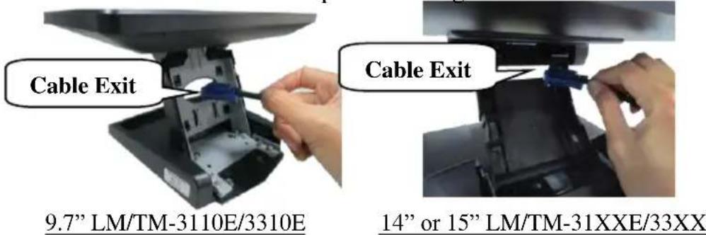 Cable Exit 9.7" LM/TM-3110E/3310E Cable Exit 14" or 15" LM/TM-31XXE/33XX
