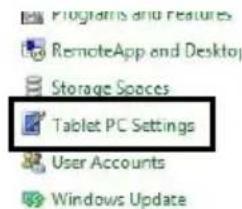 Programs and Features RemoteApp and Desktop Storage Spaces Tablet PC Settings User Accounts Windows Update