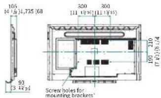 105 (4 1/8) 1,735 (68) 93 (3 1/8)10 300 (11 1/8)10 (11 1/8)10 210 (7 6/2) (8 0.4) Screw holes for mounting brackets