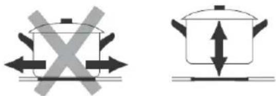Diagram showing two cooking pots with crossed arrows indicating heating or cooling conditions, one crossed over the other.
