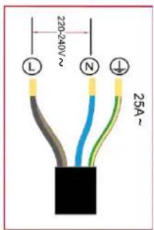 220-240V~ L N 25A~