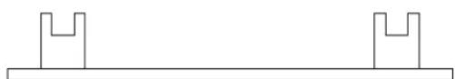 Simple line drawing of a horizontal beam with two U-shaped supports at both ends (no text or symbols)