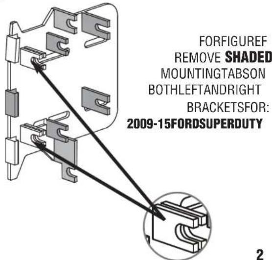 FORFIGUREF REMOVE SHADED MOUNTINGTABSON BOTHLEFTANDRIGHT BRACKETSFOR: 2009-15FORDSUPERDUTY 2