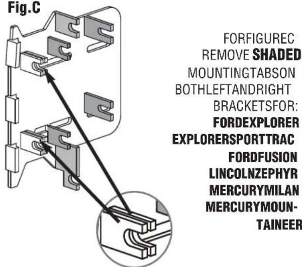 Fig.C FORFIGUREC REMOVE SHADED MOUNTINGTABSON BOTHLEFTANDRIGHT BRACKETSFOR: FORDEXPLORER EXPLORERSPORTTRAC FORDFUSION LINCOLNZEPHYR MERCURYMILAN MERCURYMOUN- TAINEER