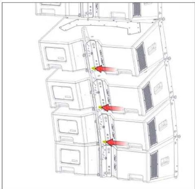 Technical diagram of a multi-level industrial or storage unit with labeled components and directional arrows indicating flow or movement.