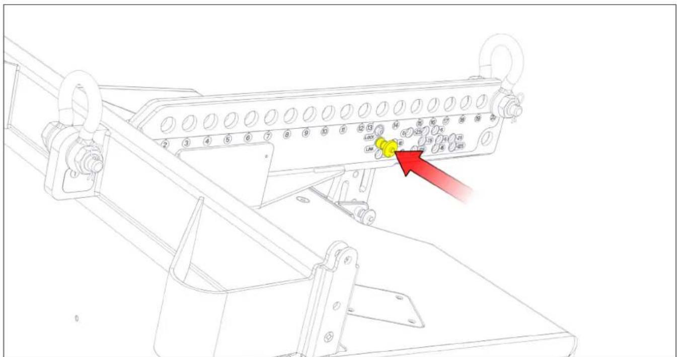 Technical diagram of a mechanical assembly with numbered components and a highlighted yellow component labeled 'LM'.