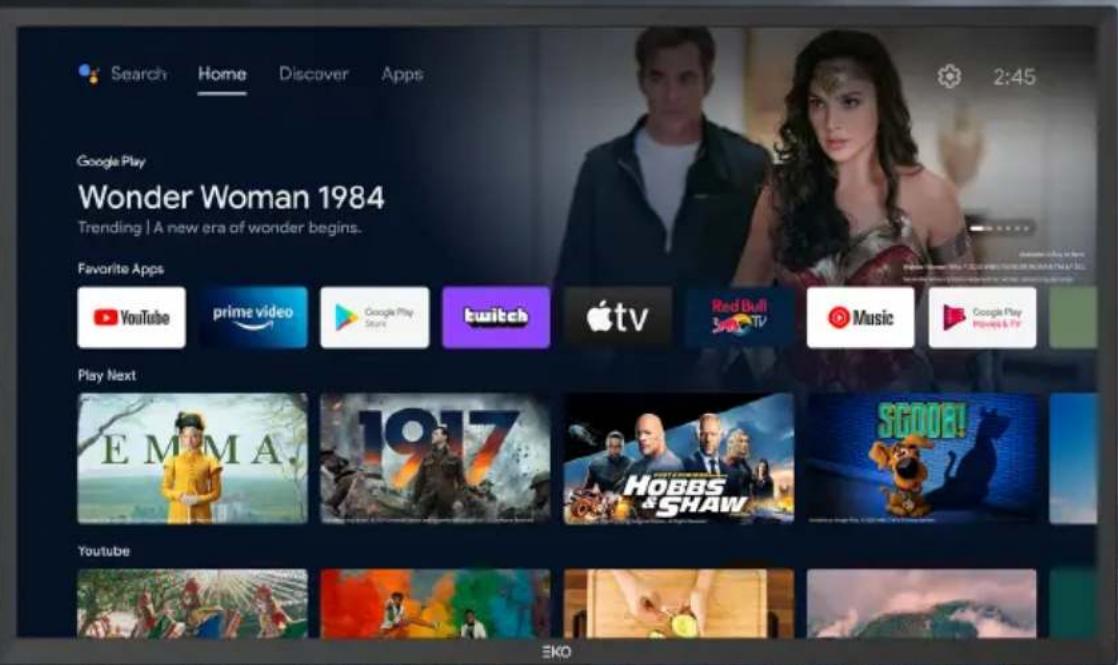 Search Home Discover Apps Google Play Wonder Woman 1984 Trending | A new era of wonder begins. Favorite Apps YouTube prime video Google Play Show twitch Apple tv Red Bull Sports TV Music Google Play Movies & TV Play Next EMMA 1917 HOBBS &SHAW SCOOD! Youtube