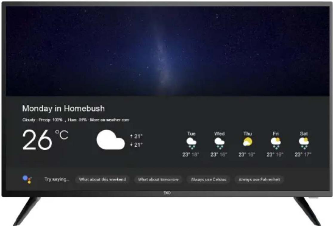 Monday in Homebush Cloudy - Precip: 100% , Hum: 81% - More on weather com 26 °C + 21° + 21° Tue 23° 18° Wed 23° 16° Thu 23° 19° Fri 23° 16° Sat 23° 17° Try saying... What about this weekend What about tomorrow Always use Celsius Always use Fahrenheit